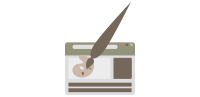 illustration of computer screen and paint brush